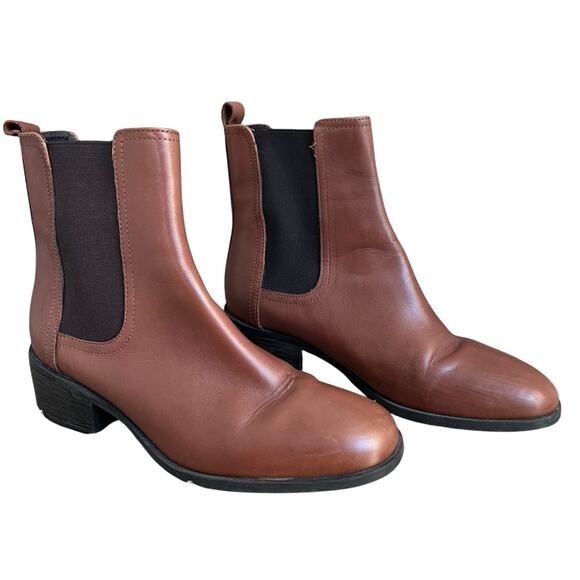 Kenneth Cole Reaction Brown Leather Salt Chelsea Ankle Boots Size 7 - Picture 2 of 11